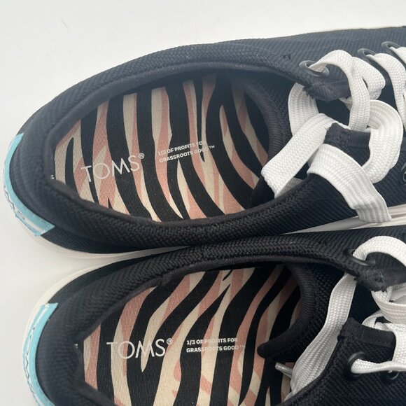 Toms‎ Alpargata Lug Platform Lace Up Sneakers Black/White 6 M Brand New - Picture 3 of 5